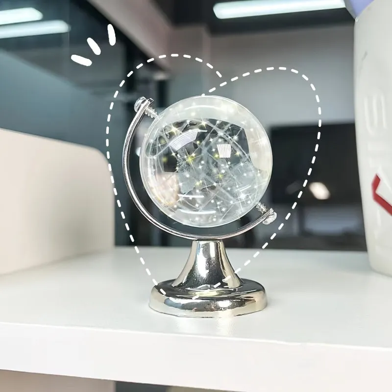 1pc Mini Crystal Globe - 3D Crystal Earth Globe for Home Decor
