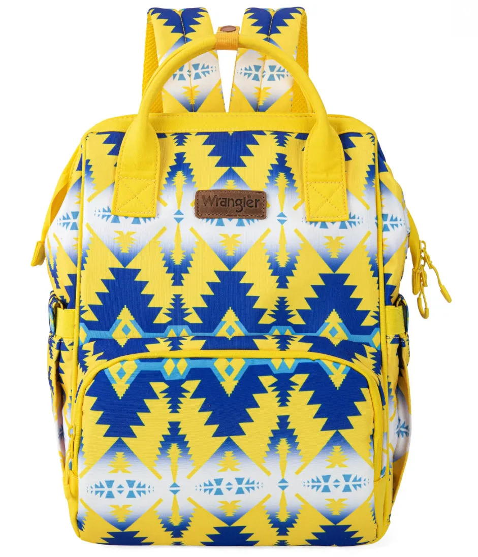 2024 New Wrangler Aztec Southwestern Pattern Dual Sided Print Multi-Function Backpack-Yellow