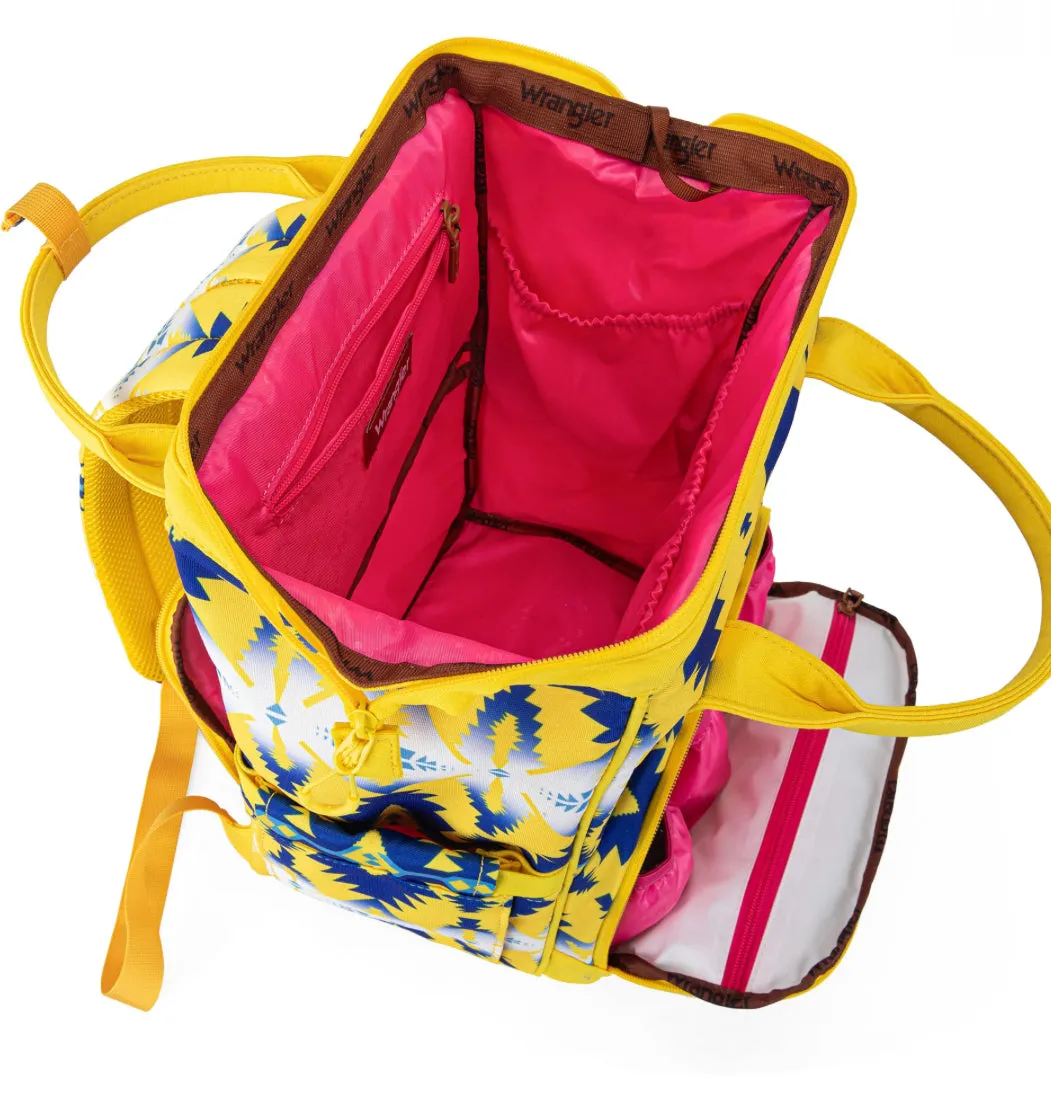 2024 New Wrangler Aztec Southwestern Pattern Dual Sided Print Multi-Function Backpack-Yellow