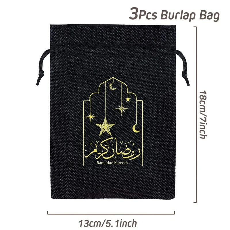 3pcs Ramadan Theme Cloth Bag Decoration Set