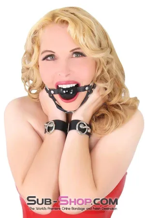 6834A      Elegant Black Leather Wrist Cuffs