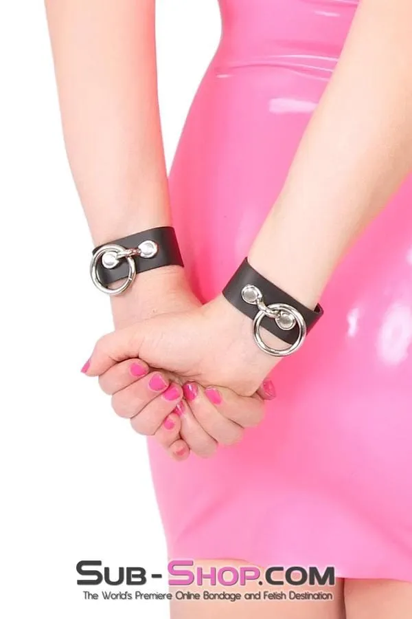 6834A      Elegant Black Leather Wrist Cuffs