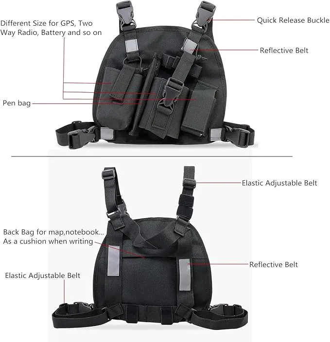 abcGoodefg Radio Chest Harness Chest Front Pack Pouch Holster Vest Rig for Two Way Radio Walkie Talkie(Rescue Essentials)