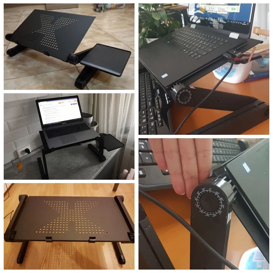Adjustable Aluminum Laptop Desk Table Stand With Mouse Pad