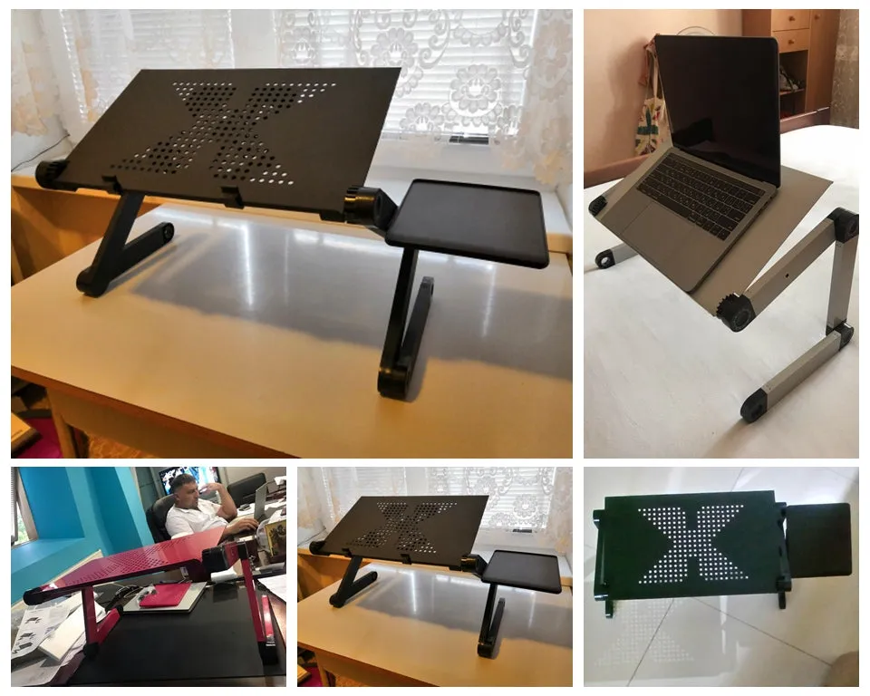 Adjustable Aluminum Laptop Desk Table Stand With Mouse Pad