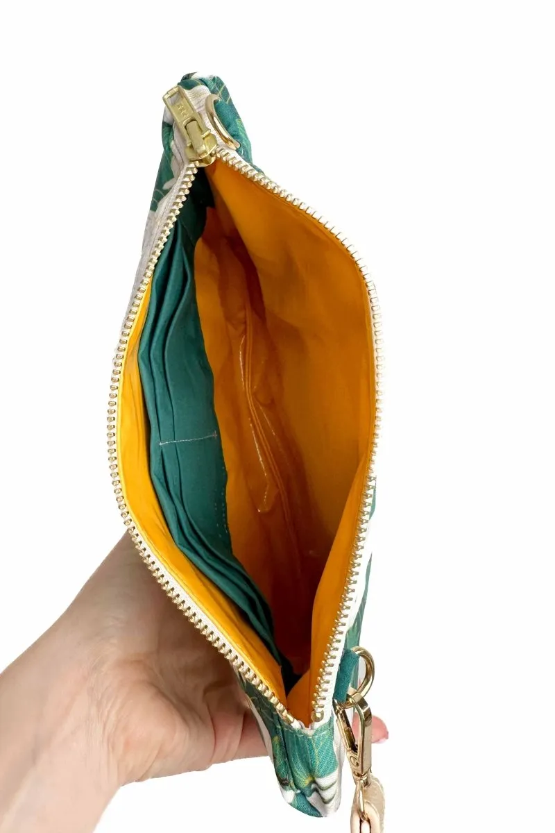 Art Deco Great Egret Convertible Crossbody Wristlet  XL