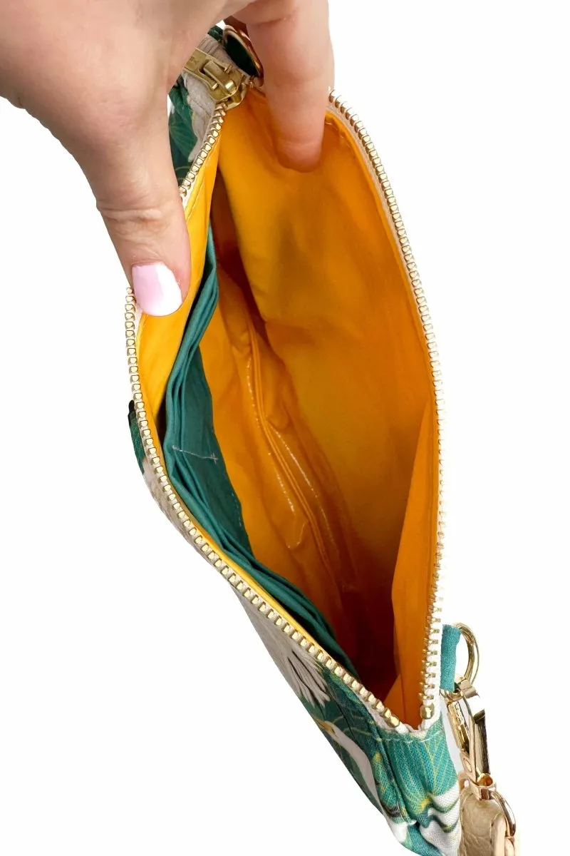 Art Deco Great Egret Convertible Crossbody Wristlet  XL