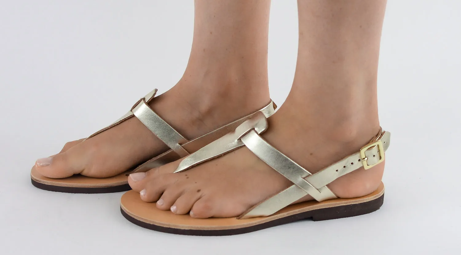ATHENA GOLD LEATHER SANDALS