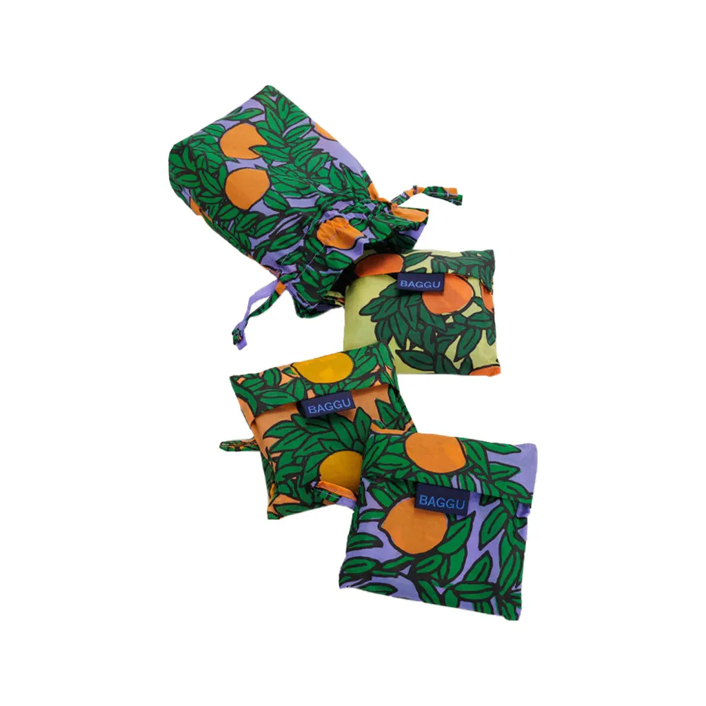 Baggu Standard Shopper Bag, Orange Trees, Set of 3
