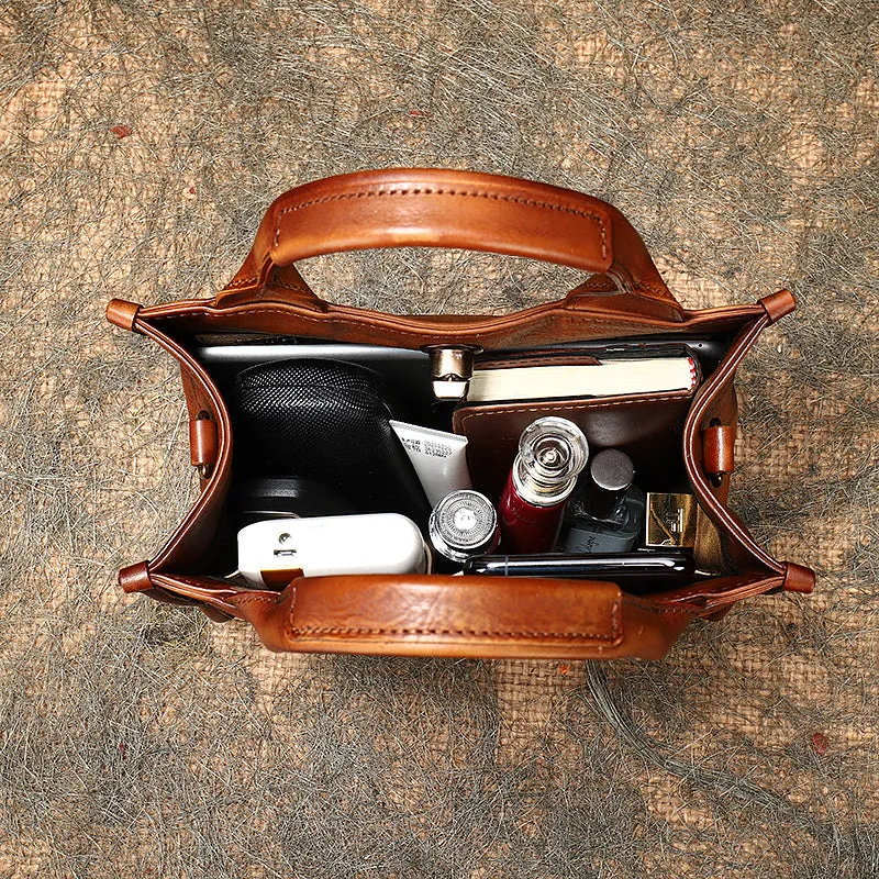 Best Brown Leather Womens Small Handbag Vintage Sqaure Crossbody Purse for Ladies