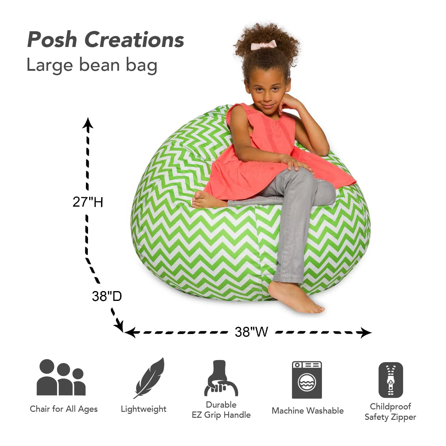 Big Comfy Bean Bag Chair: Posh Beanbag Chairs with Removable