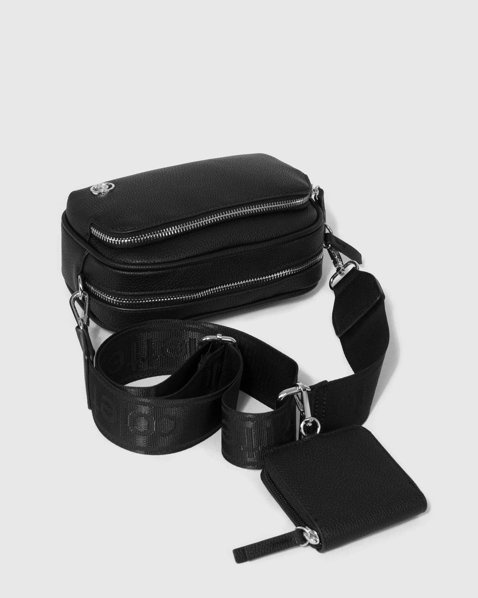 Black And Silver Amalia Webbing Crossbody Bag