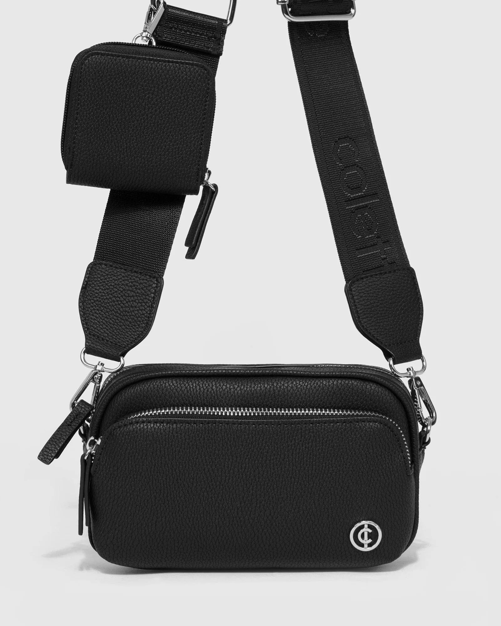 Black And Silver Amalia Webbing Crossbody Bag