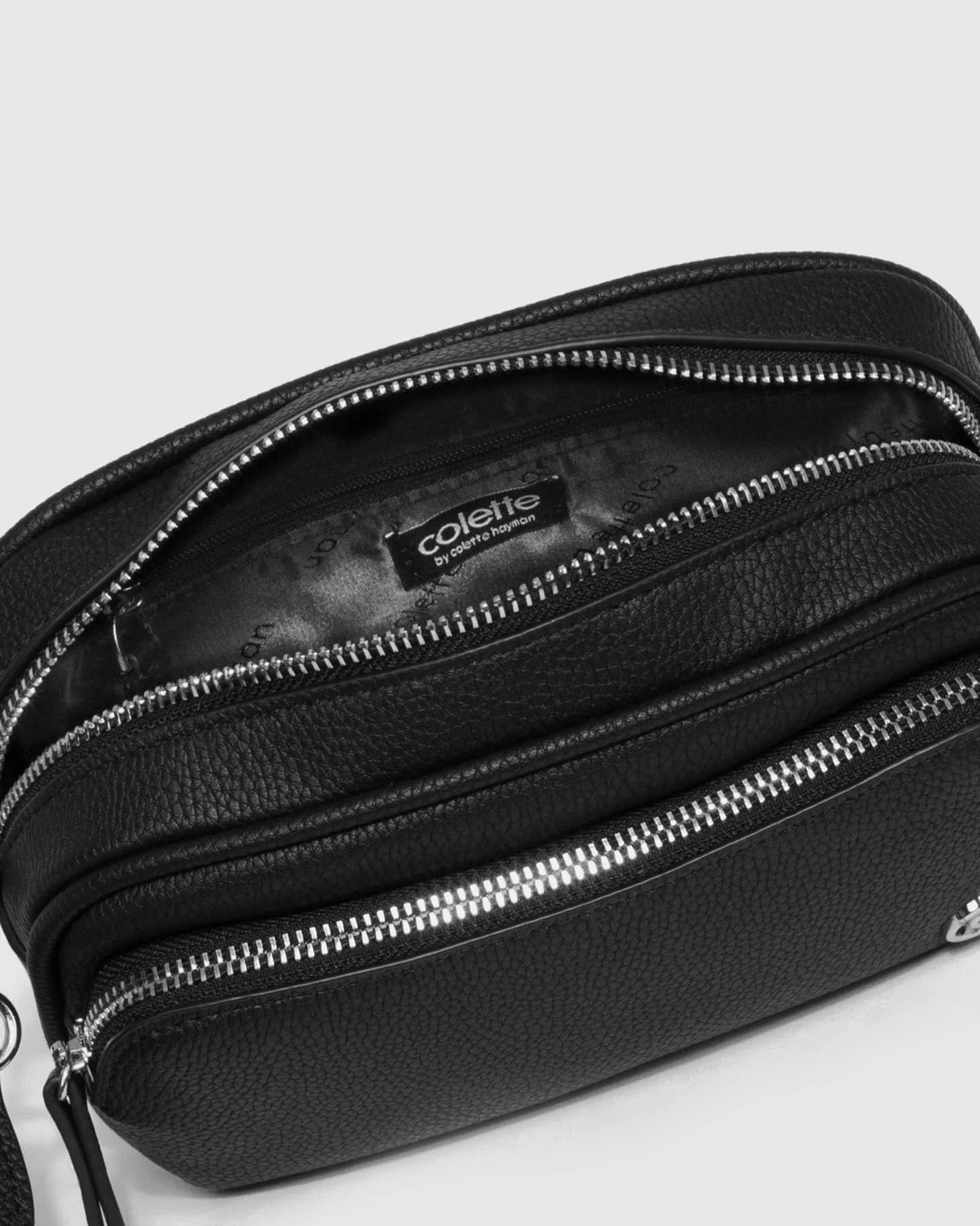 Black And Silver Amalia Webbing Crossbody Bag