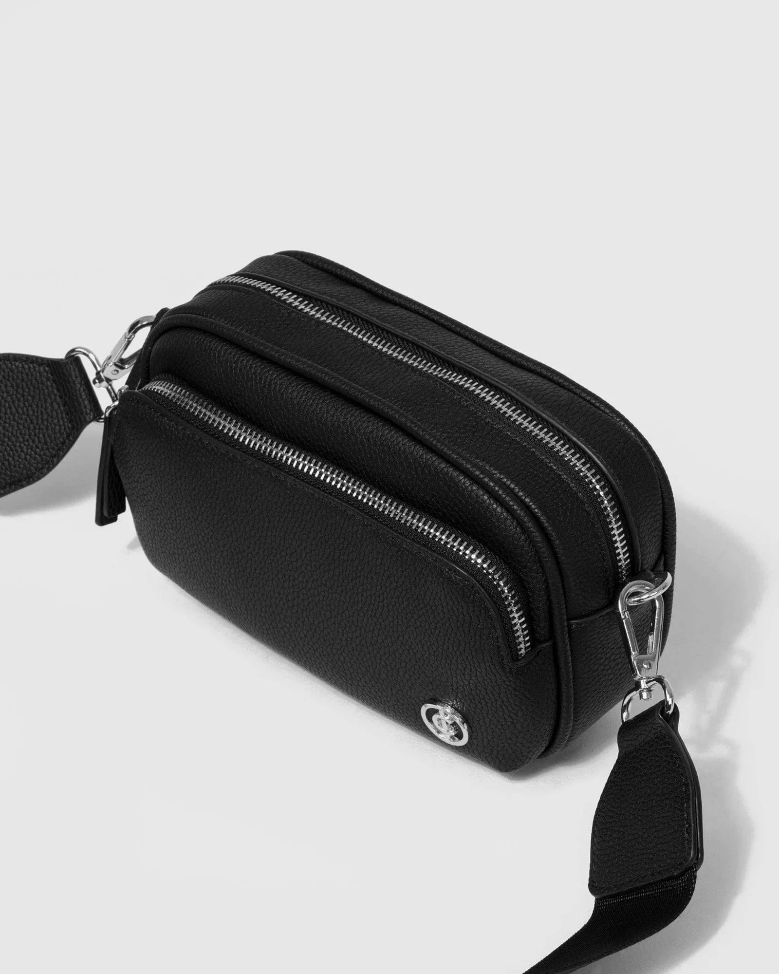 Black And Silver Amalia Webbing Crossbody Bag