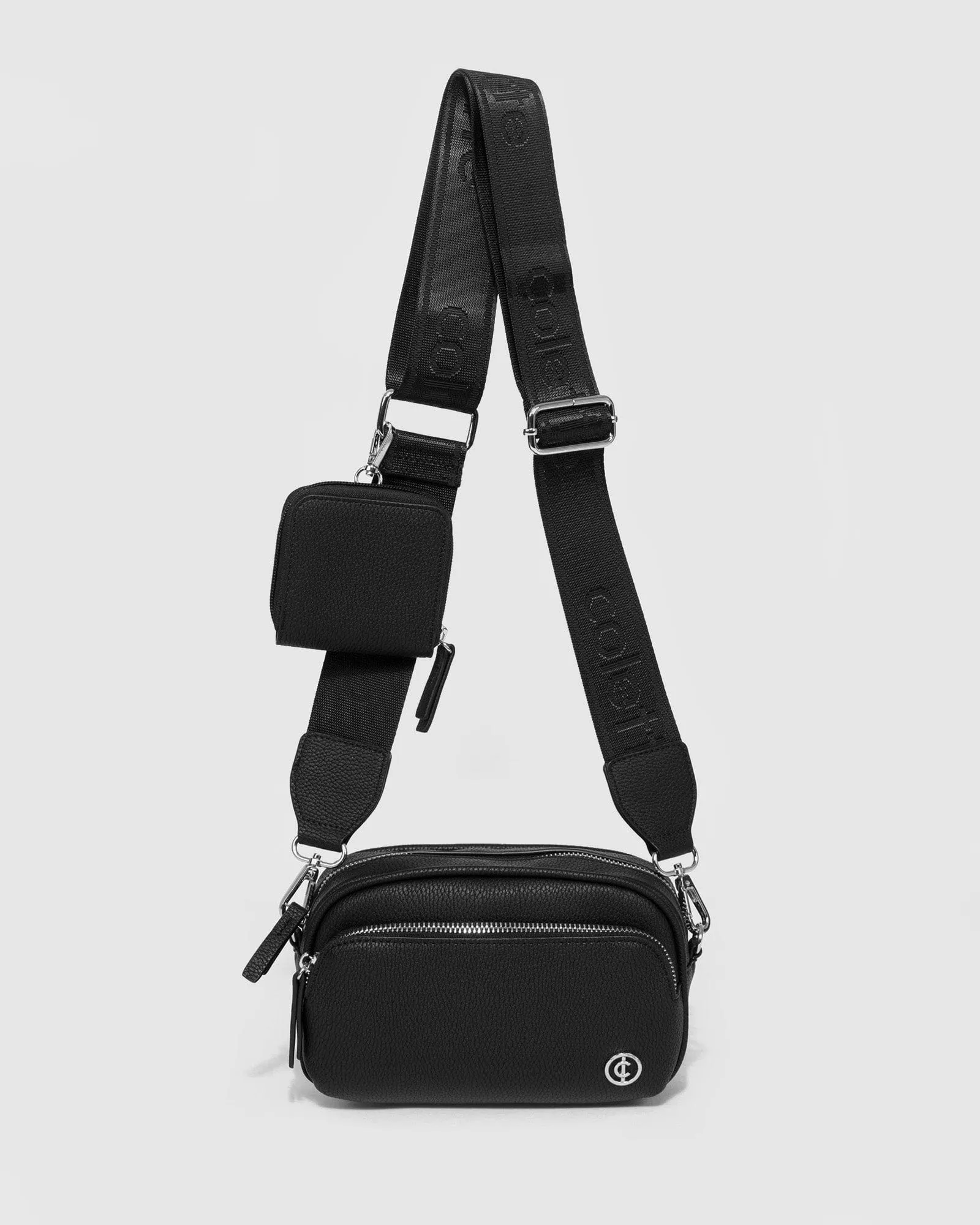 Black And Silver Amalia Webbing Crossbody Bag