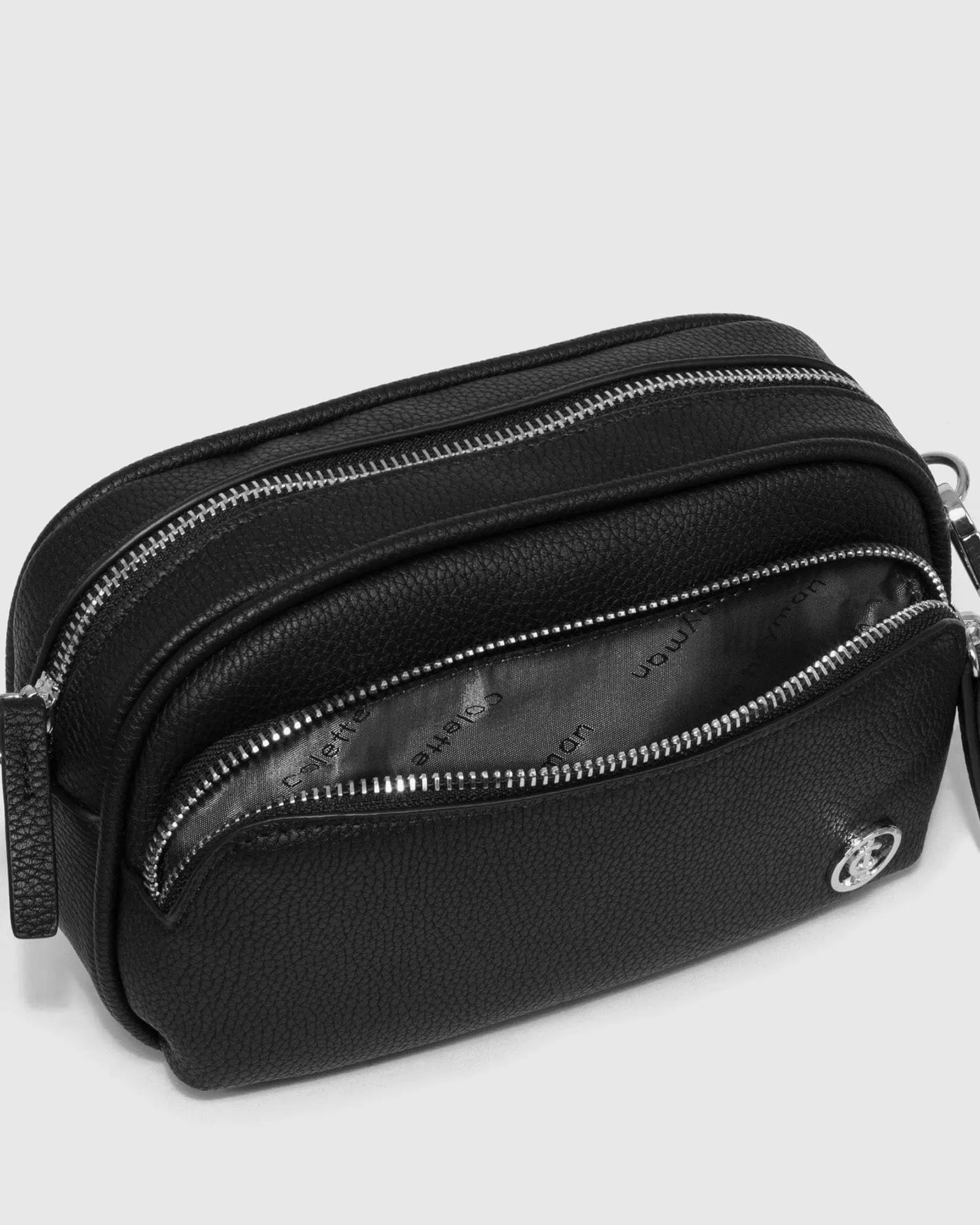 Black And Silver Amalia Webbing Crossbody Bag