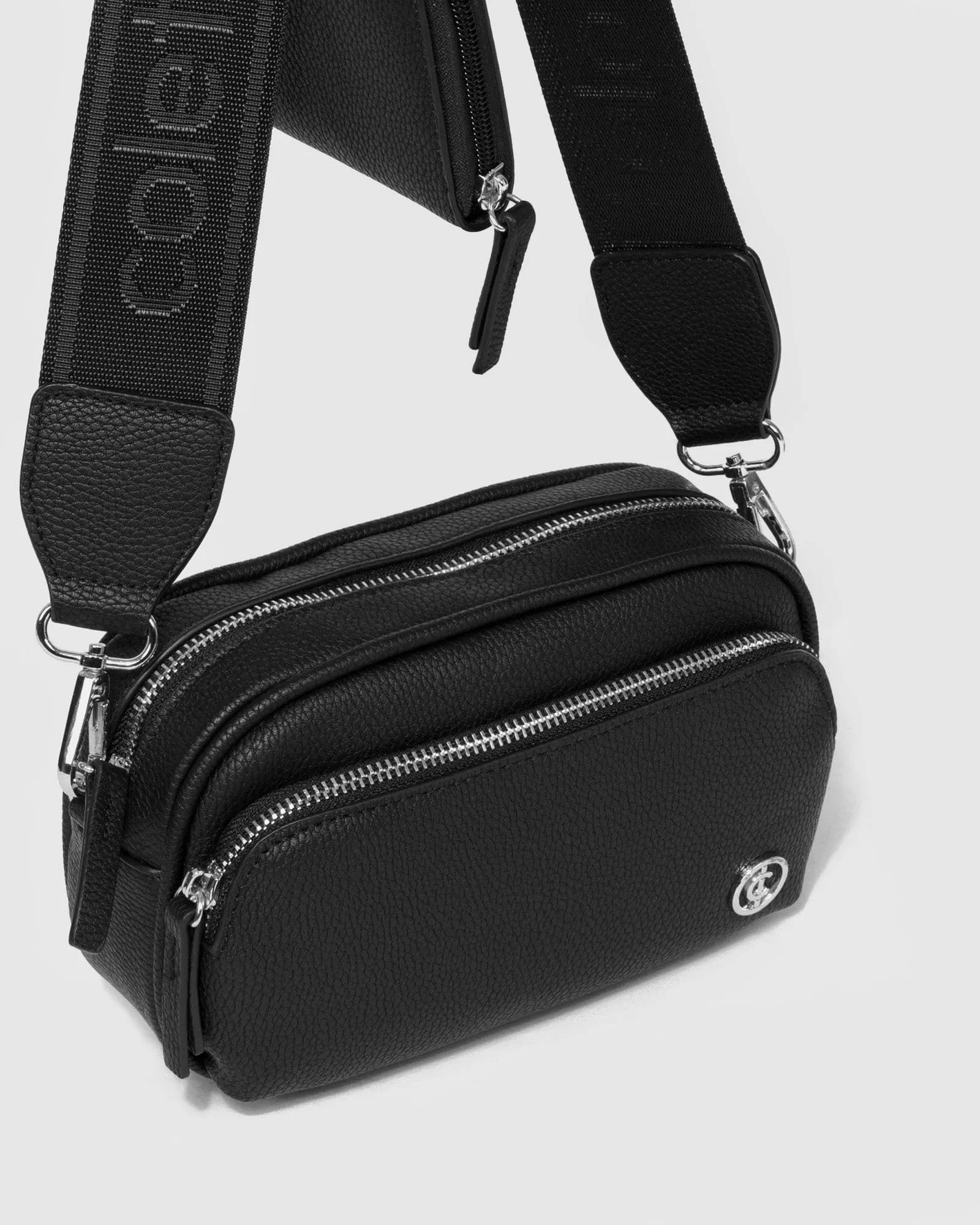 Black And Silver Amalia Webbing Crossbody Bag