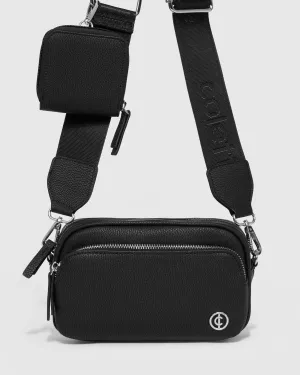 Black And Silver Amalia Webbing Crossbody Bag