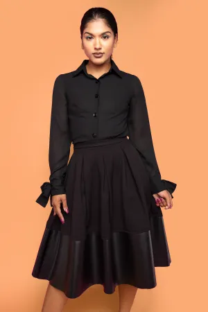 Black Dipped Pleated Skirt