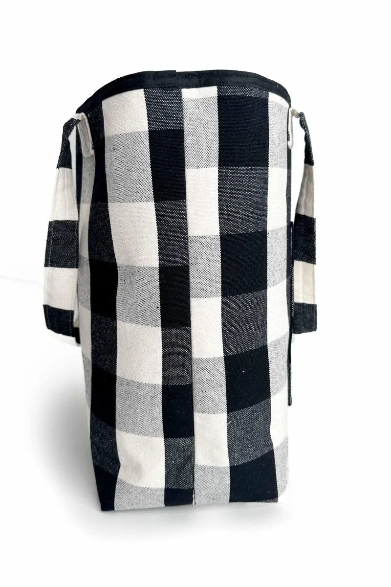 Black Plaid Everyday Leak-Proof Tote Bag