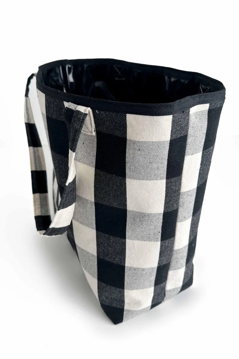 Black Plaid Everyday Leak-Proof Tote Bag