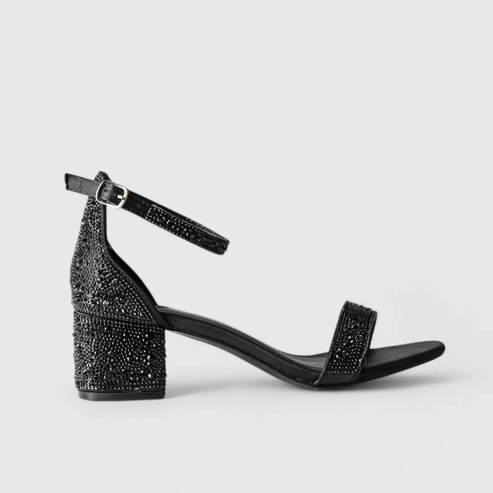 Block Heel Evening Sandal Black 01640