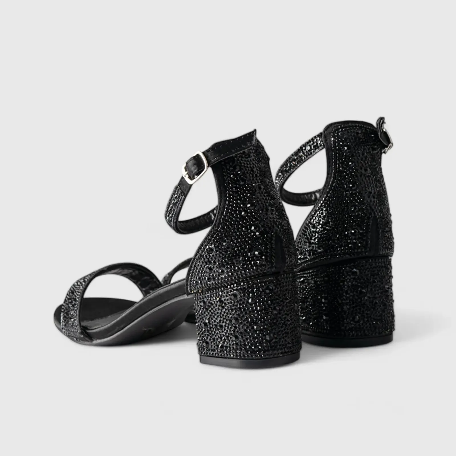 Block Heel Evening Sandal Black 01640
