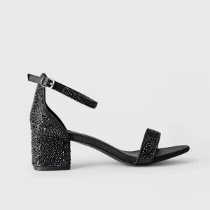 Block Heel Evening Sandal Black 01640