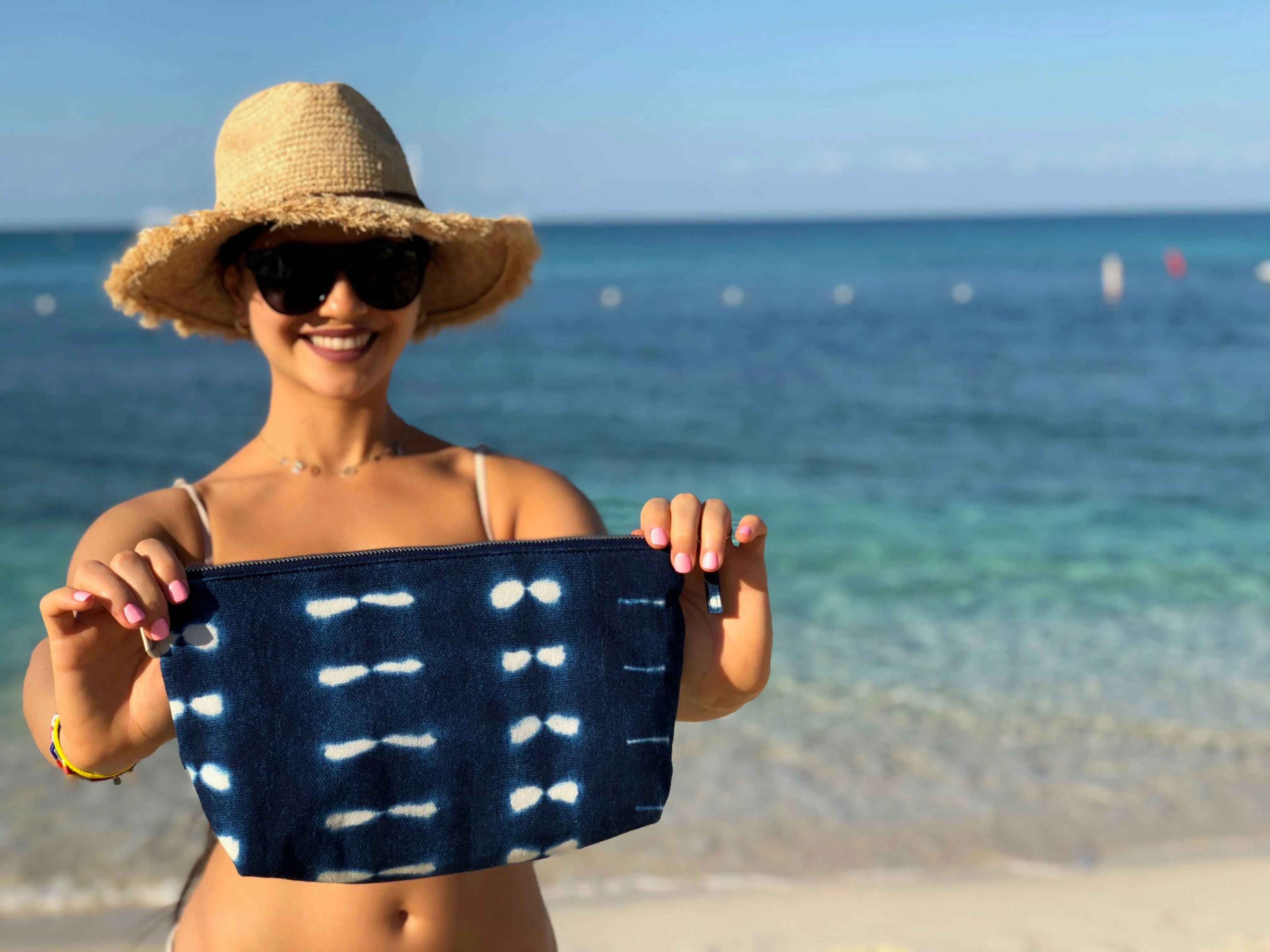 Blue Shibori Tie Dye Beach Clutch