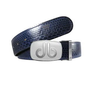 Blue Snakeskin Leather strap with Big white buckle