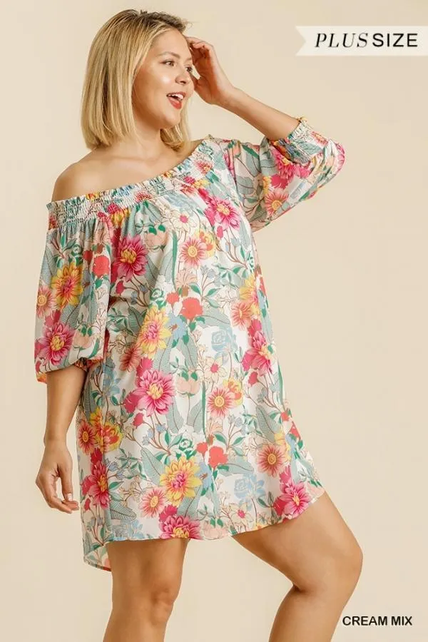 Boho Floral Dress in Ivory