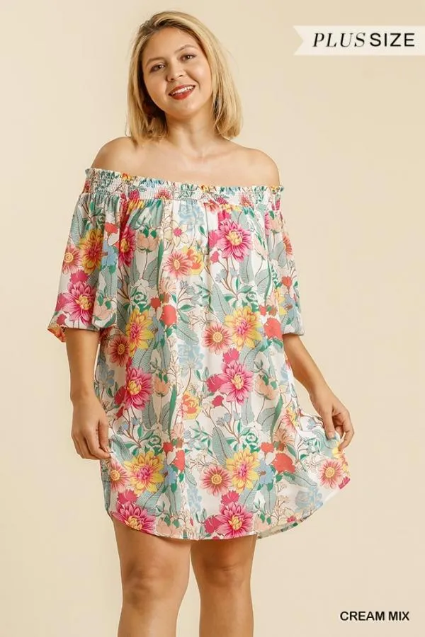 Boho Floral Dress in Ivory