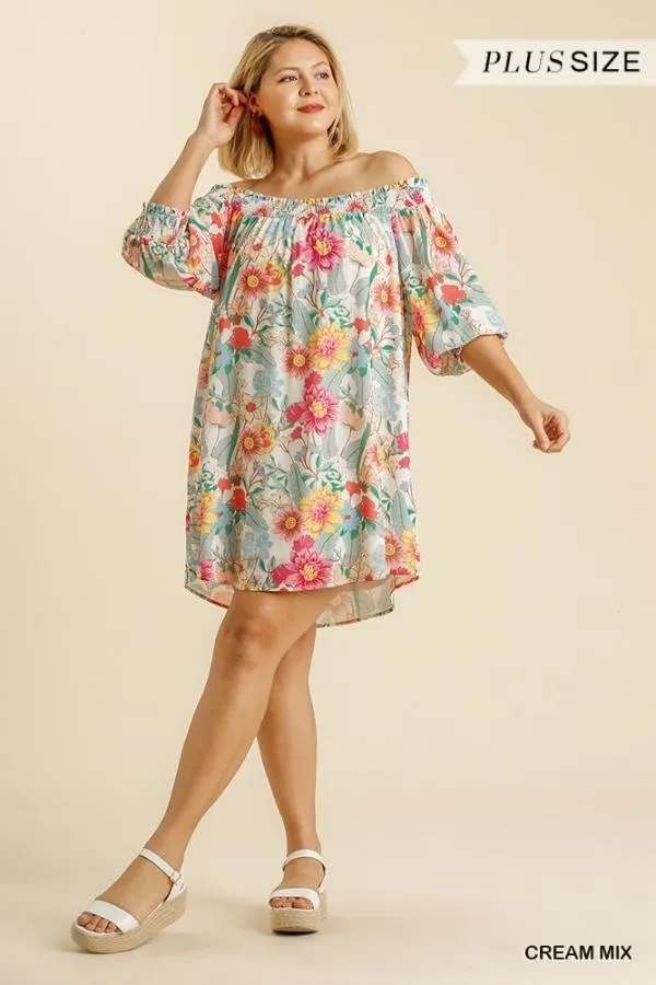 Boho Floral Dress in Ivory