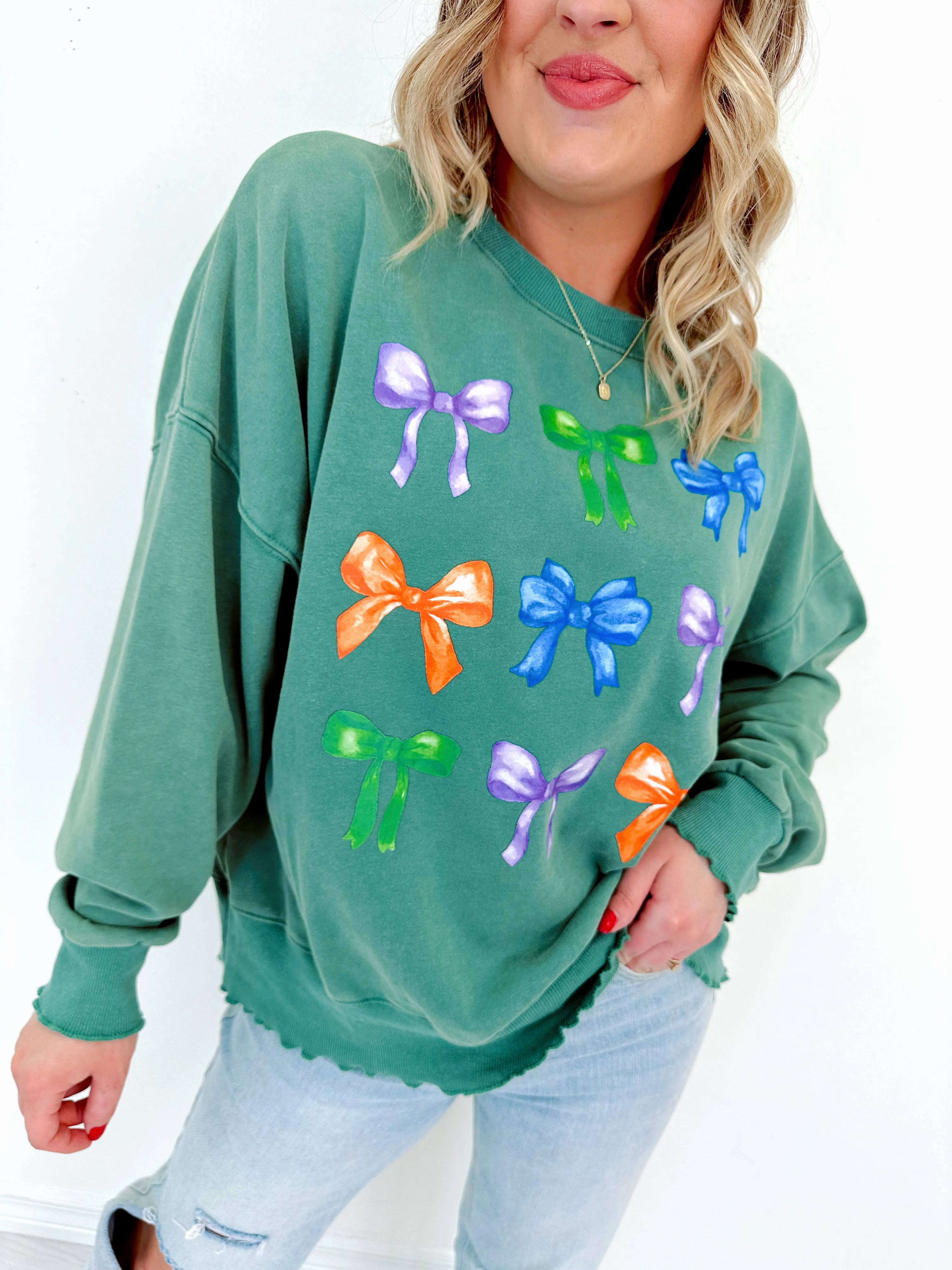 Bowtastic Mineral Washed Graphic Sweatshirt