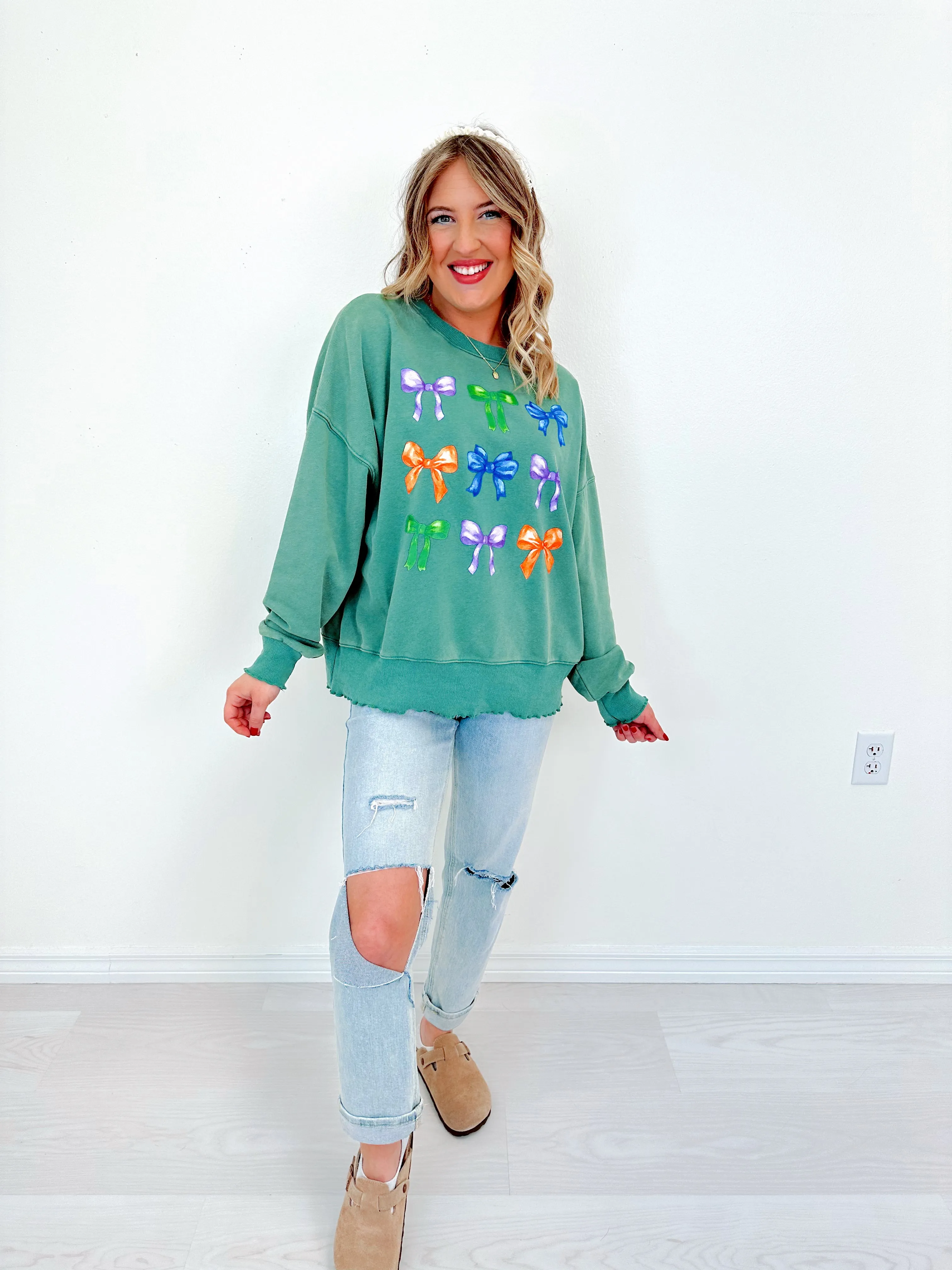Bowtastic Mineral Washed Graphic Sweatshirt