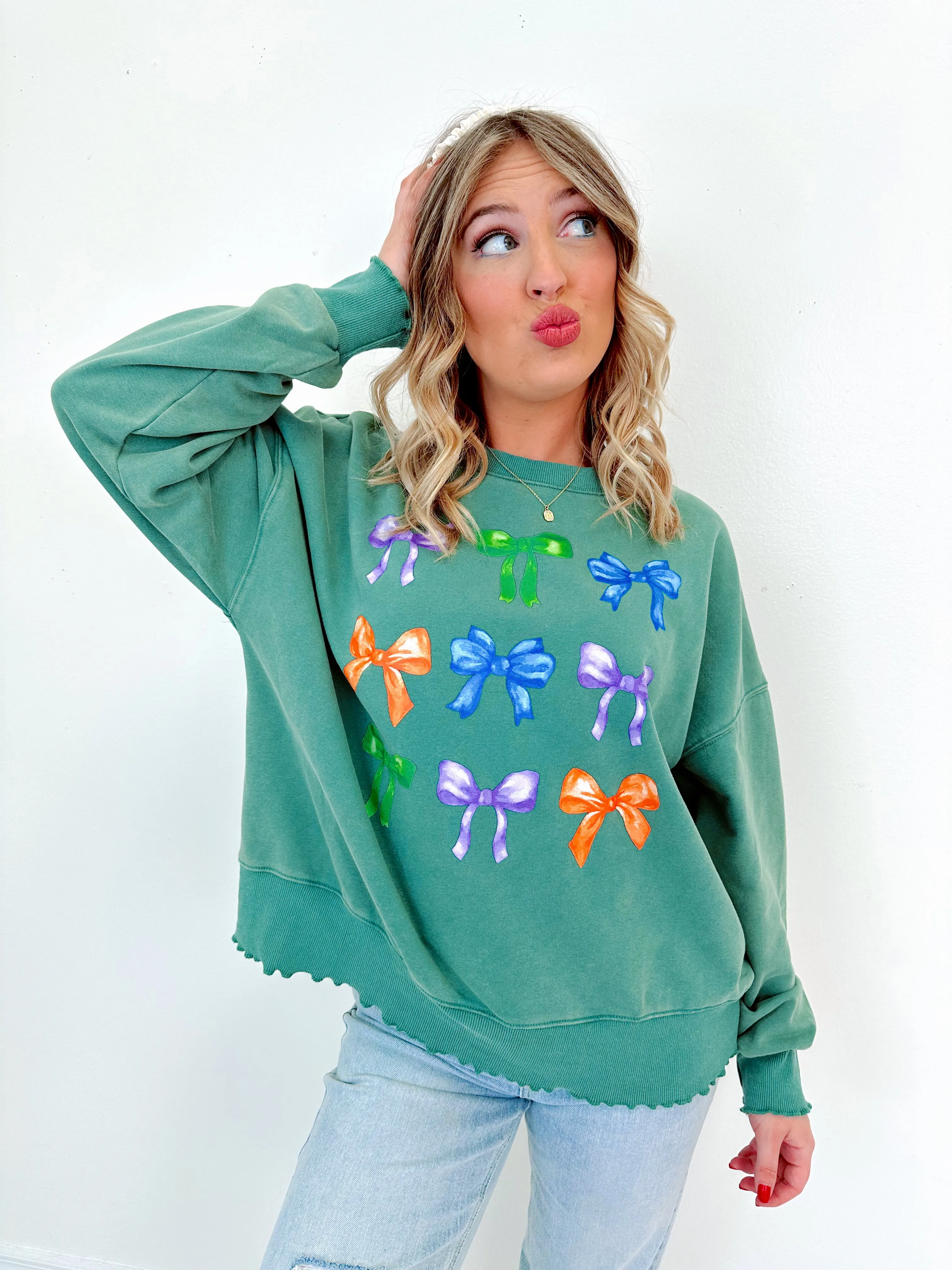 Bowtastic Mineral Washed Graphic Sweatshirt