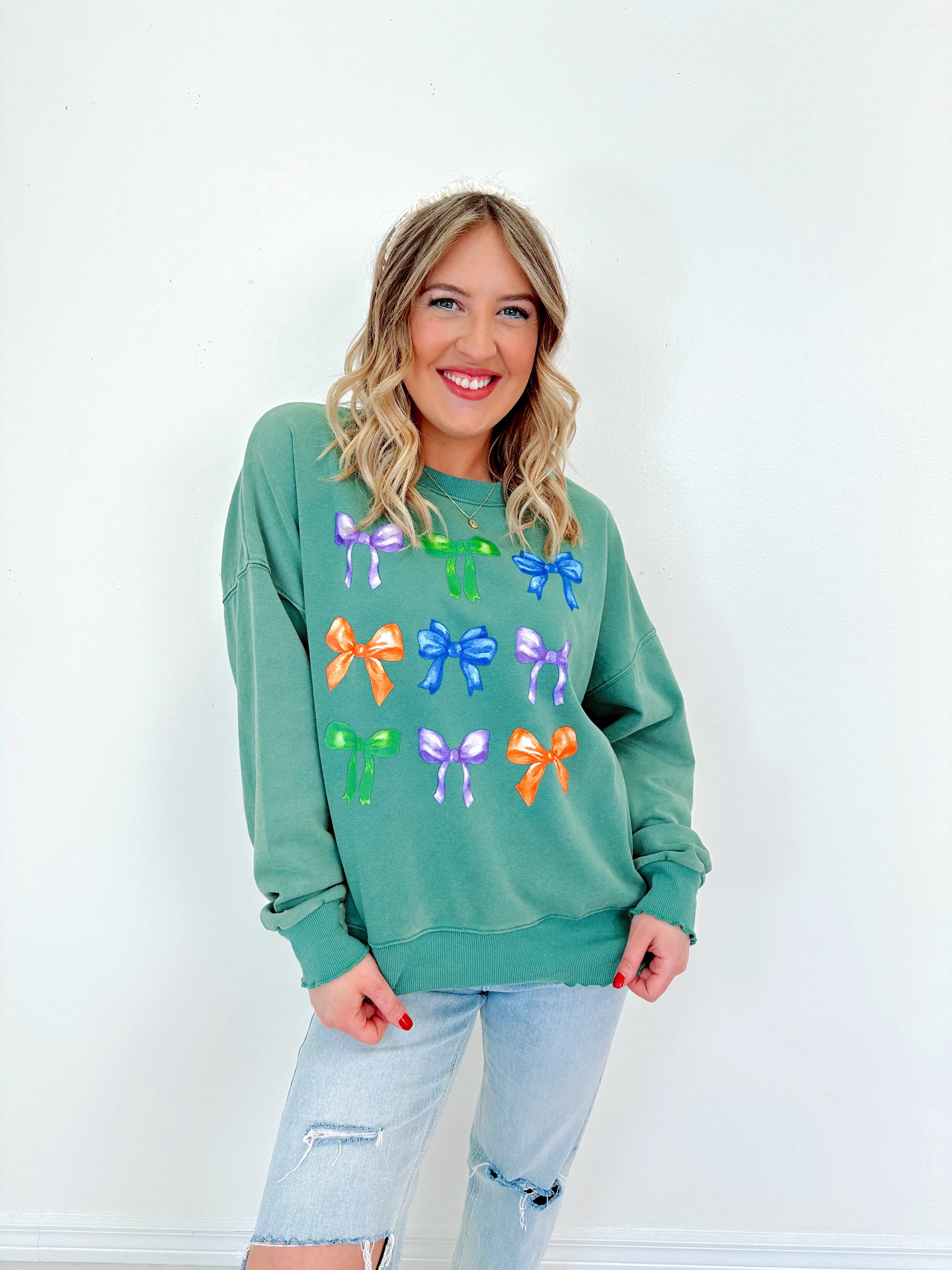 Bowtastic Mineral Washed Graphic Sweatshirt