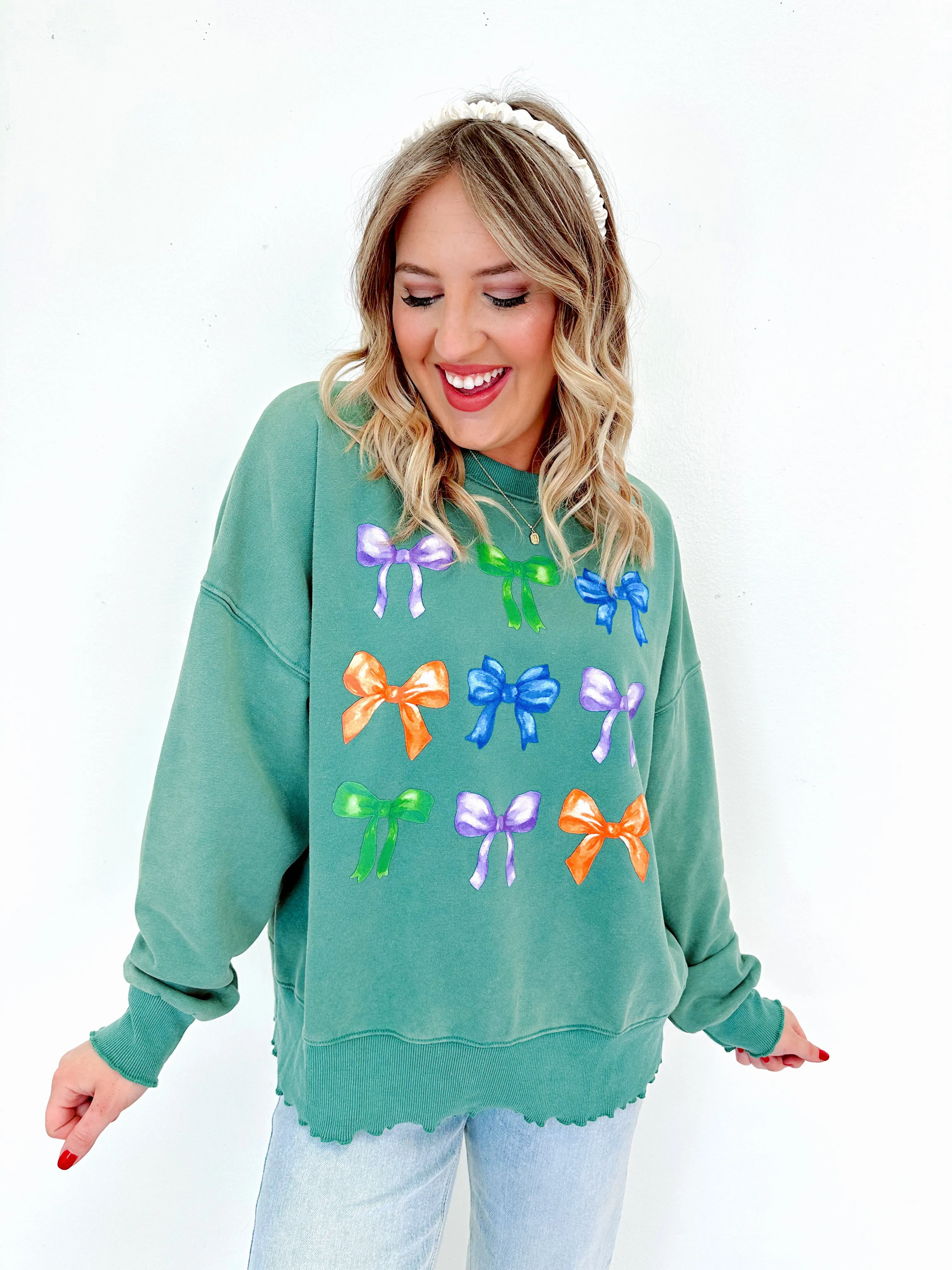 Bowtastic Mineral Washed Graphic Sweatshirt