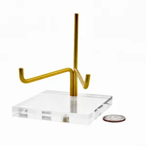 Brass and Lucite Large Adjustable Arm Stand