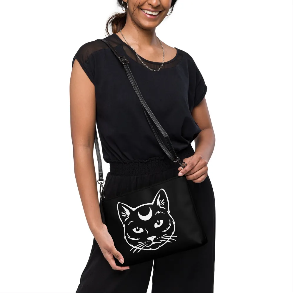 Celestial Black Cat Crossbody Bag