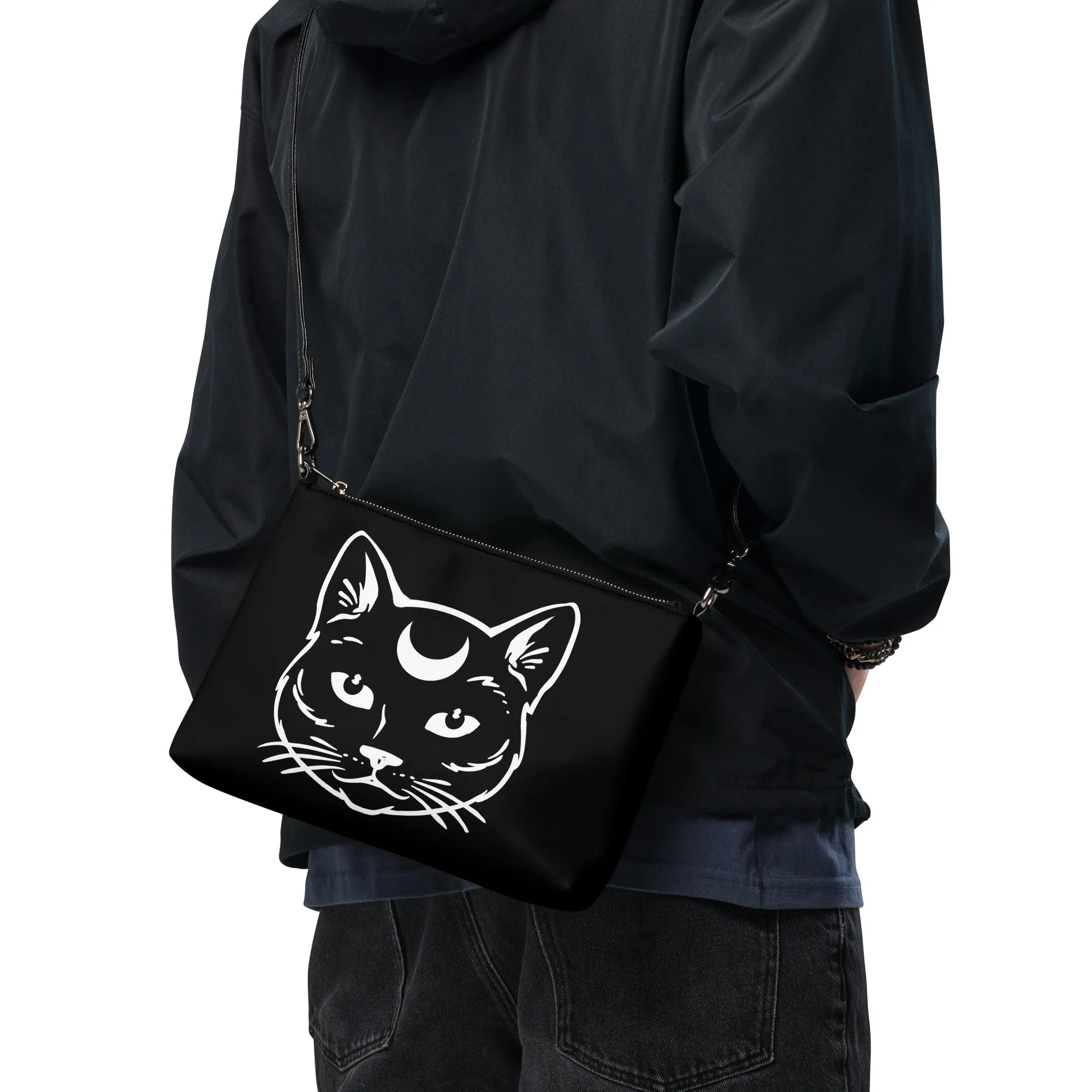 Celestial Black Cat Crossbody Bag