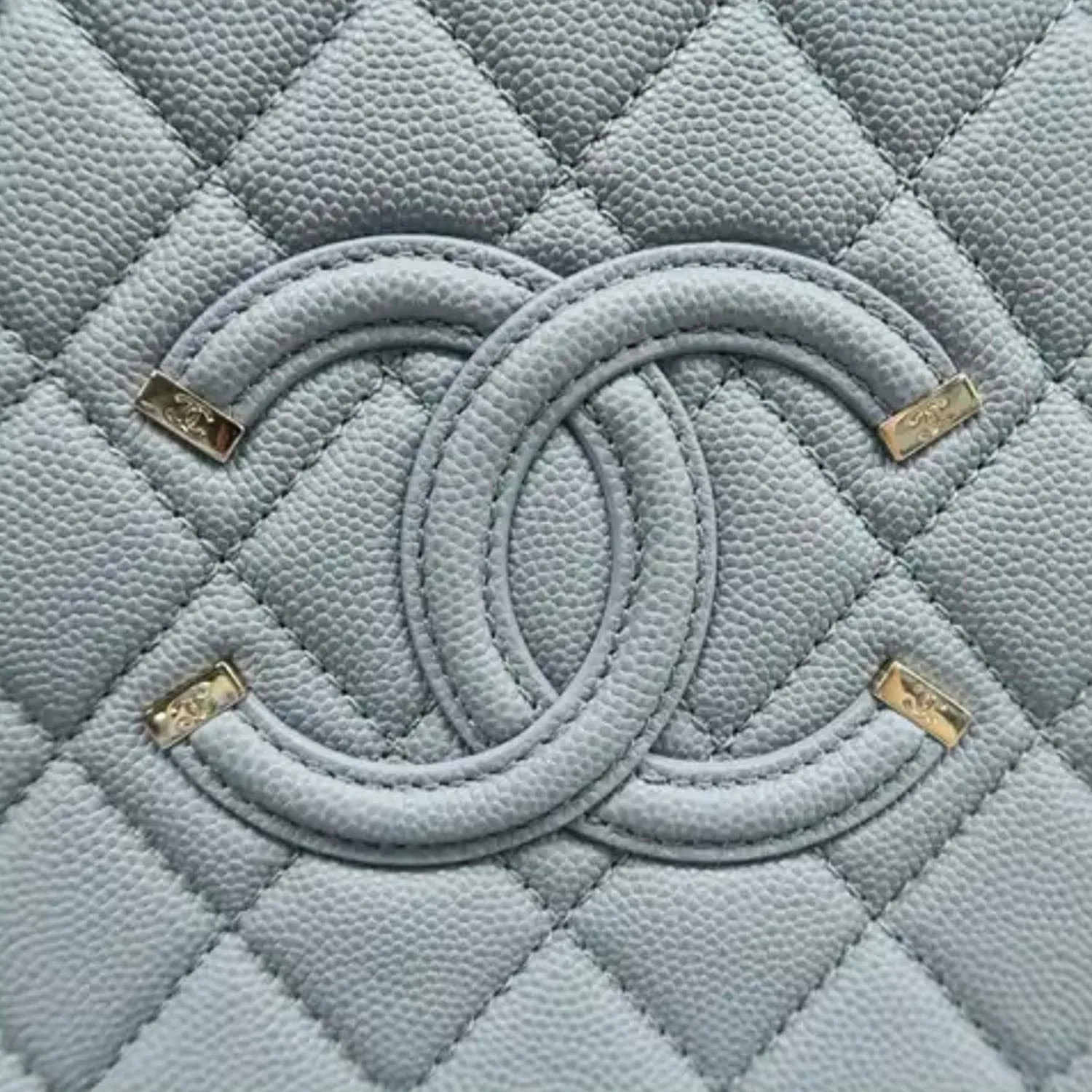 CHANEL Vanity Case Filigree CC Medium Caviar Quilted Shoulder Bag Grey