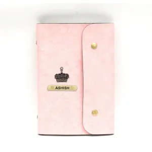 Classy Leather Customized Button Diary (Pink)