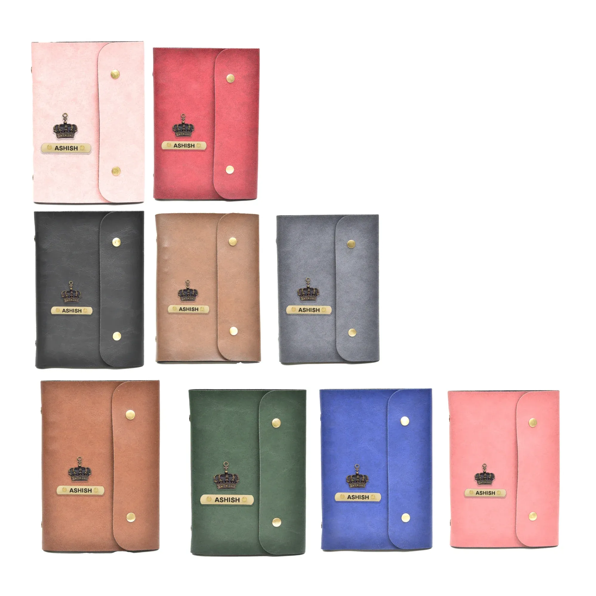 Classy Leather Customized Button Diary (Pink)