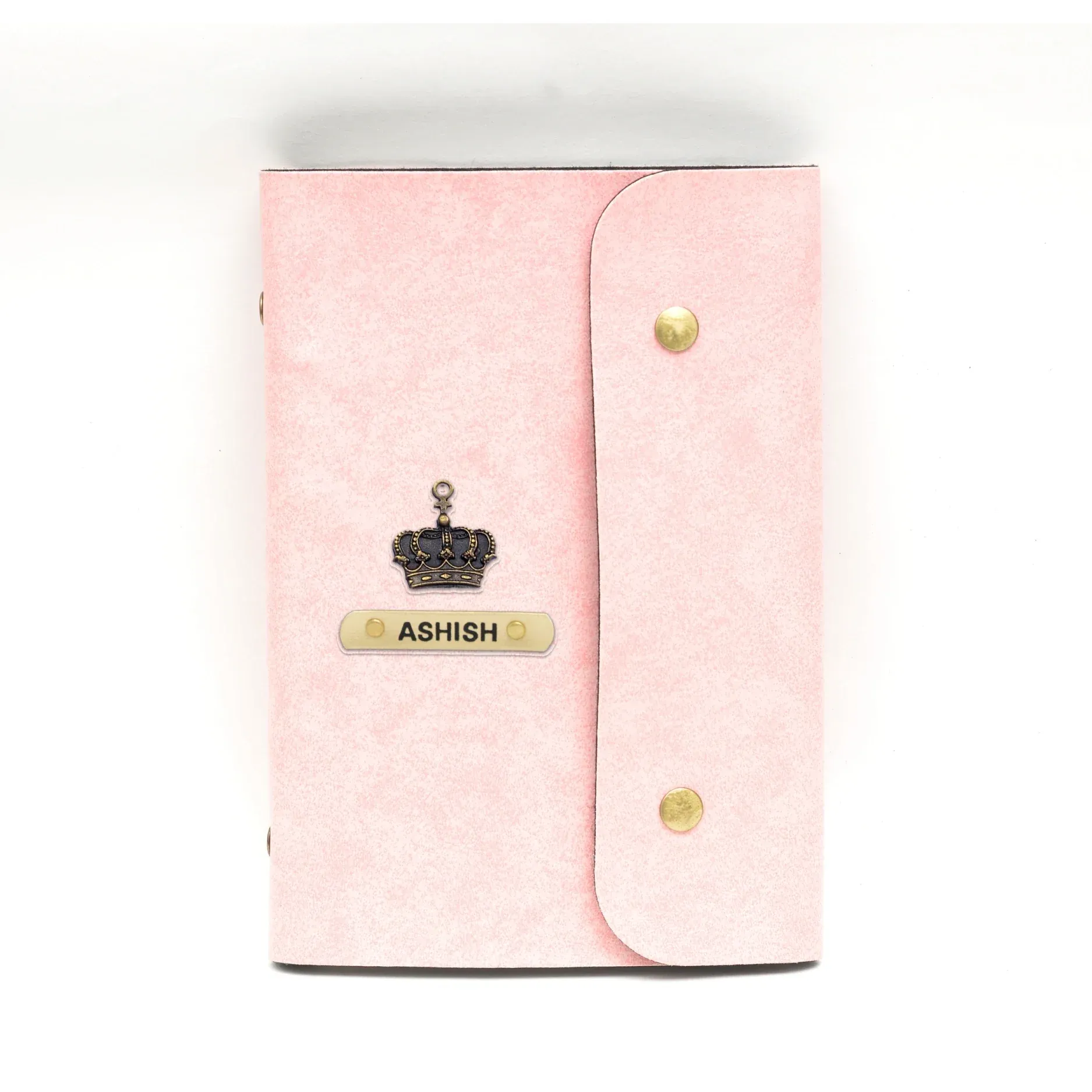 Classy Leather Customized Button Diary (Pink)