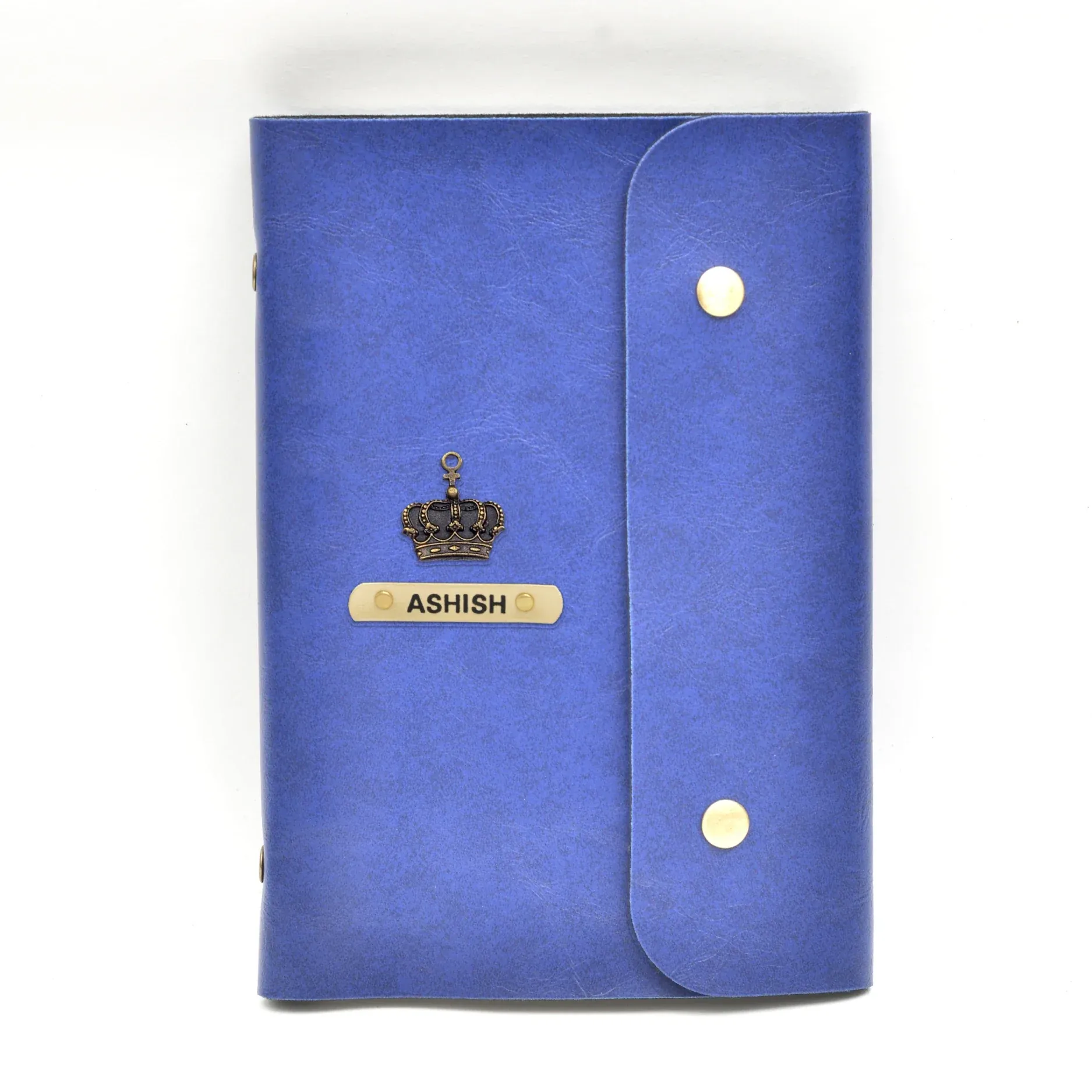Classy Leather Customized Button Diary (Royal Blue)