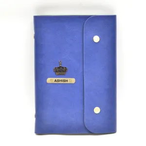 Classy Leather Customized Button Diary (Royal Blue)