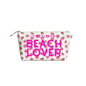 Clutch Bag: White Floral - Neon Pink Certified Beach LOVER