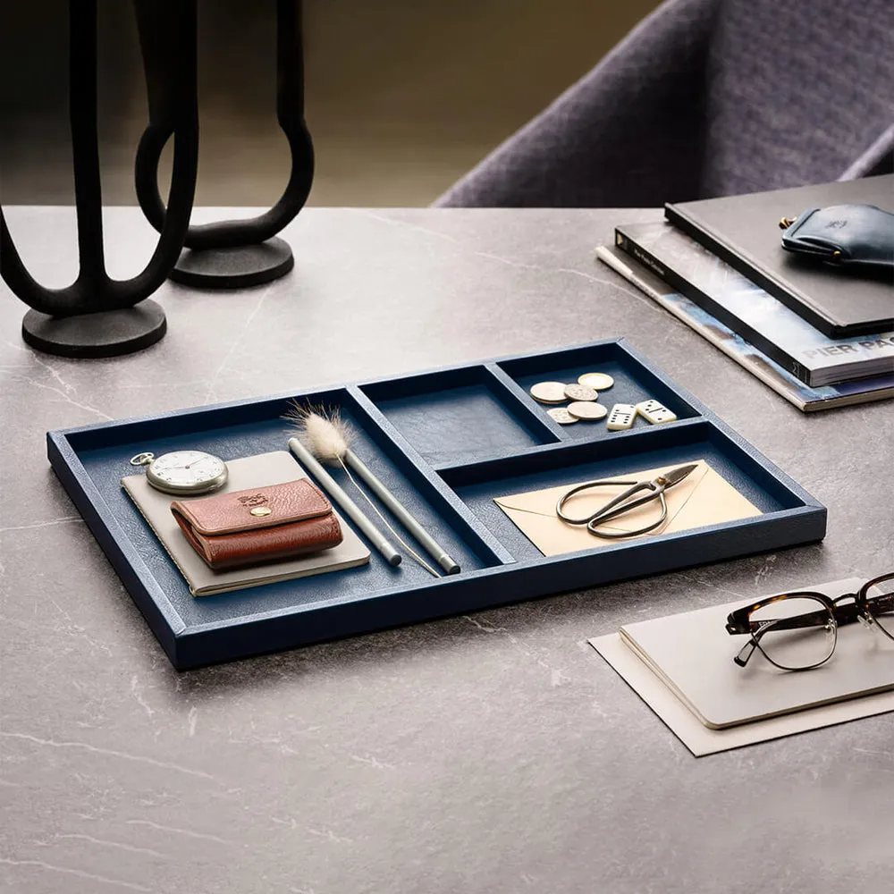 Cowhide Canteen Tray, Nero